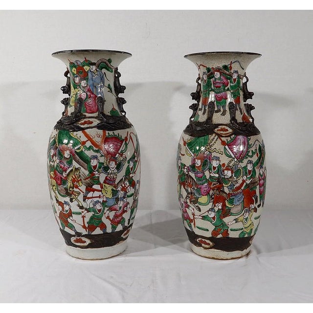 Chinese Nankin Porcelain Vases, 1890s, Set of 2 For Sale - Image 4 of 18