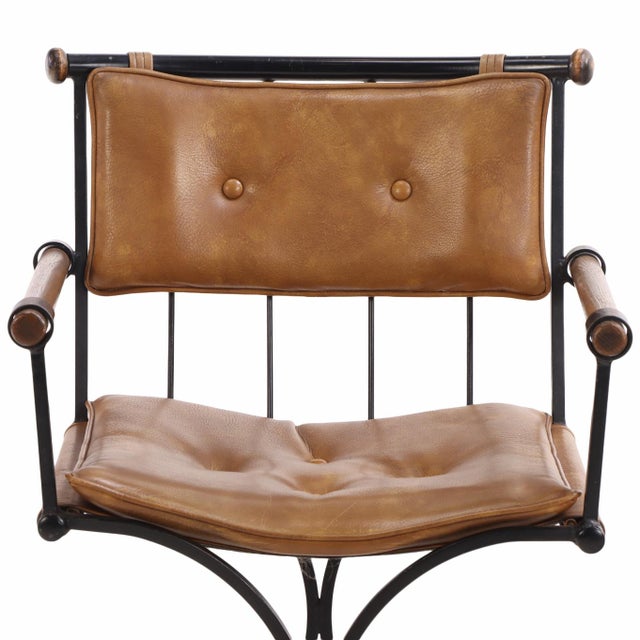 Set of Four 1970s Iron Campaign Style Dining Chairs, Attributed to Cleo Baldon For Sale In Philadelphia - Image 6 of 9