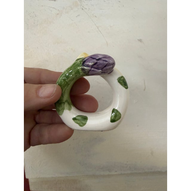 1970s 1970s Sheffield Majolica Asparagus Napkin Rings - Set of Five For Sale - Image 5 of 8