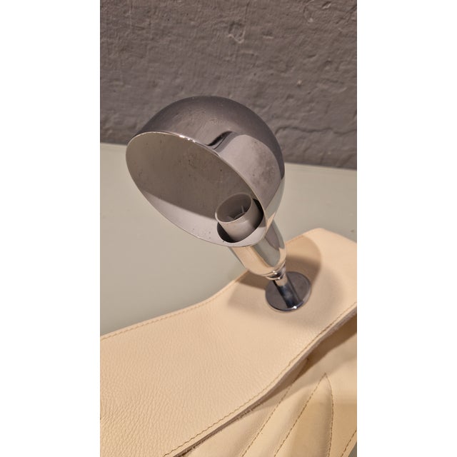 Model LP01 Lamp in White Leather and Polished Chromed Brass by Luigi Caccia Dominioni for Azucena, 1990s For Sale - Image 10 of 12