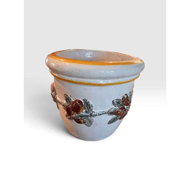 Ceramic 1990s Handmade Italian Glazed Ceramic Oval Planter With Applied Fruit Garland, New For Sale - Image 7 of 10