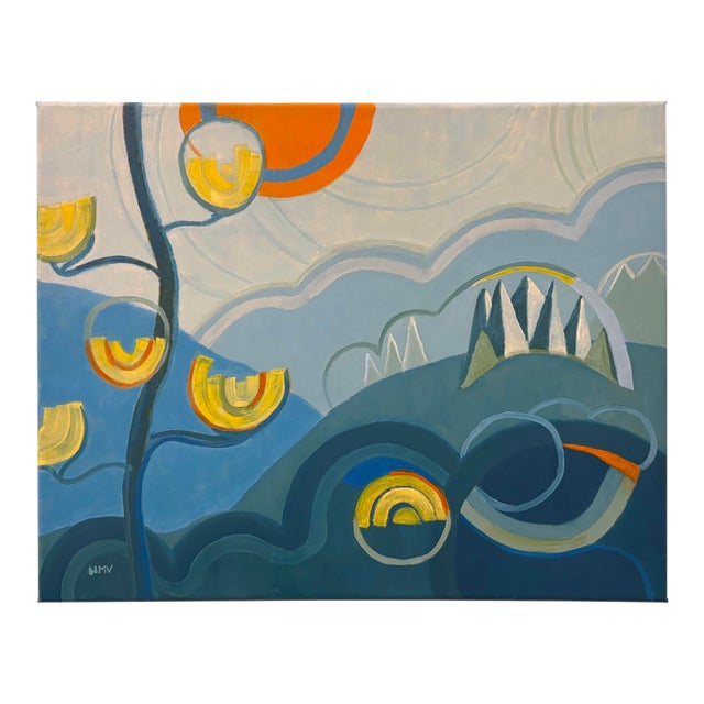 “High Meadow Blue” Oil on Linen by Nancy M. Vignola For Sale