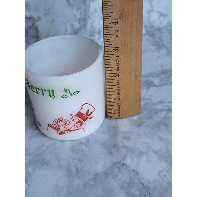 1930s Christmas Holiday Tom and Jerry Milk Glass Mugs For Sale - Image 12 of 12