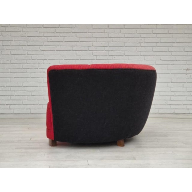 Danish 2-Seater Banana Sofa in Wool & Beech, 1960s For Sale - Image 16 of 18
