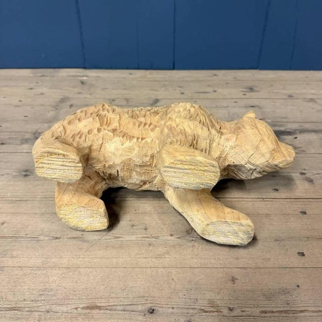 Vintage Wooden Carved Bear For Sale - Image 11 of 12