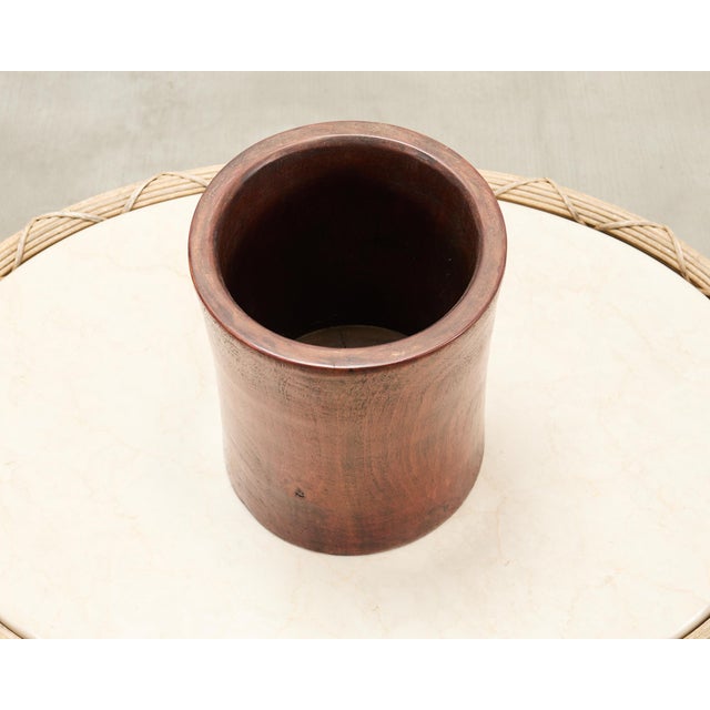 Large Chinese Export Hardwood Scholar's Brush Pot Vessel For Sale - Image 4 of 16
