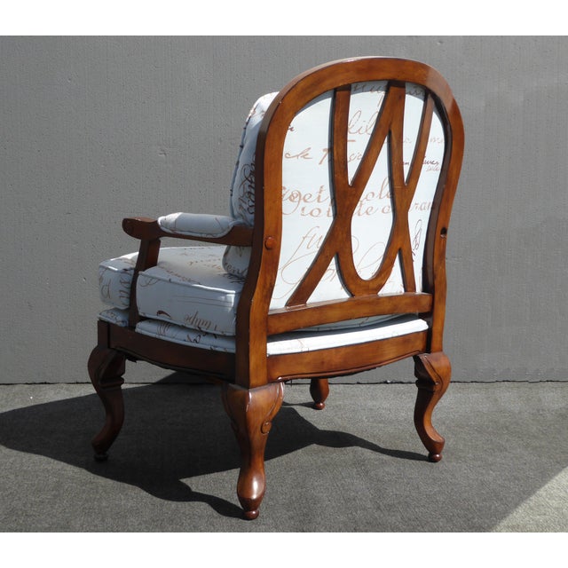 French Country Style Solid Wood Light Blue Bergere Chair Chairish