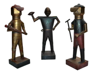 Set of 3 Sarreid Ltd Mexico Tin Metal Sports Player Team Mid-Century Modern