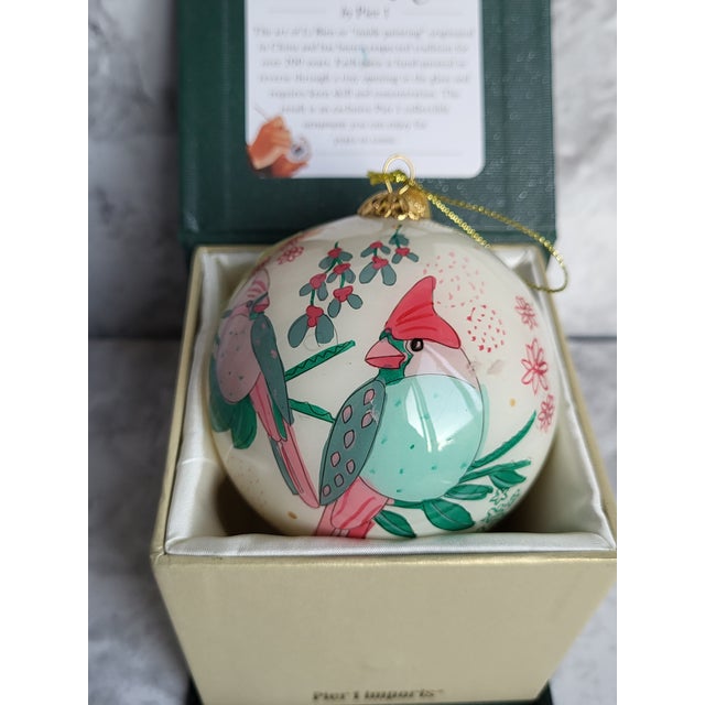 Contemporary Li Bien Glass Bird Ornament Reverse Handpainted For Sale - Image 3 of 8