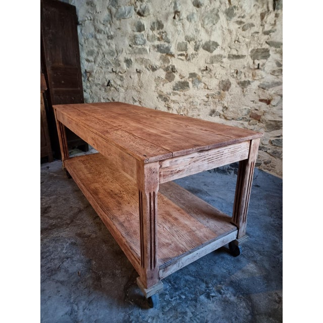 Antique French Pitch Pine Worktable, Early 20th Century For Sale - Image 4 of 18