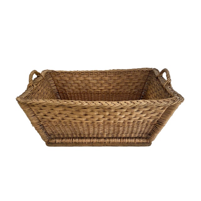 Brown 1960s French Wicker Market Basket For Sale - Image 8 of 9