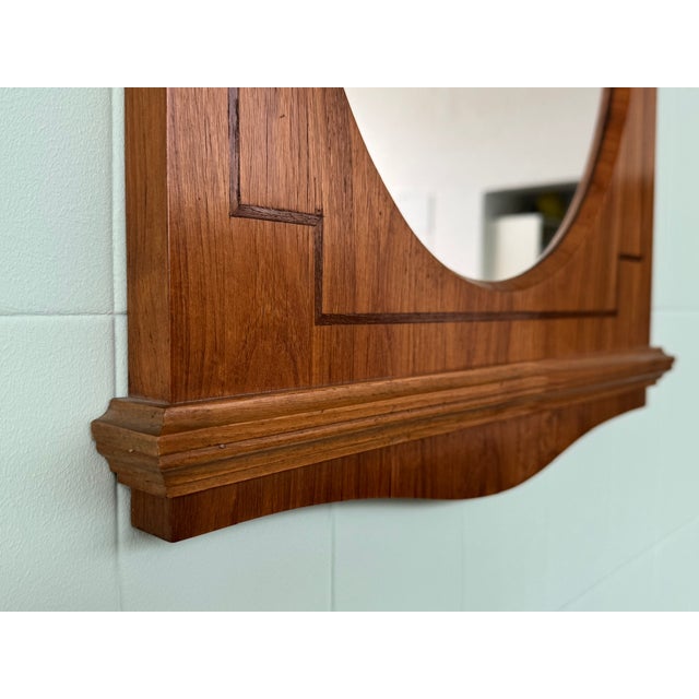 Vintage Italian Oval Mirror with Wooden Frame, 1930s For Sale - Image 6 of 10