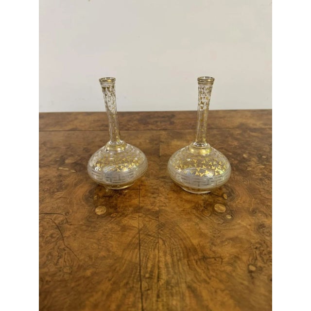 1900 - 1909 Antique French Gilt Decorated Bottles, 1900, Set of 2 For Sale - Image 5 of 6