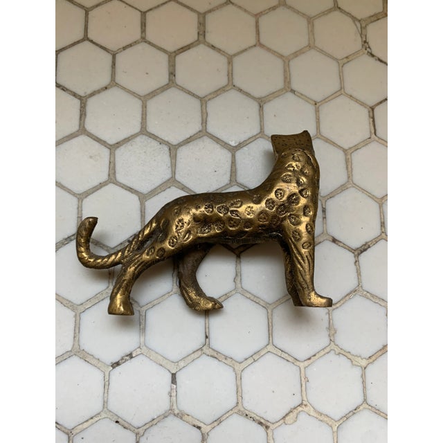 Modern Mid Century Brass Leopard Statue Decor For Sale - Image 3 of 7