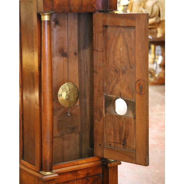 Wood Early 19th Century French Empire Walnut Tall Case Grandfather Clock For Sale - Image 7 of 10