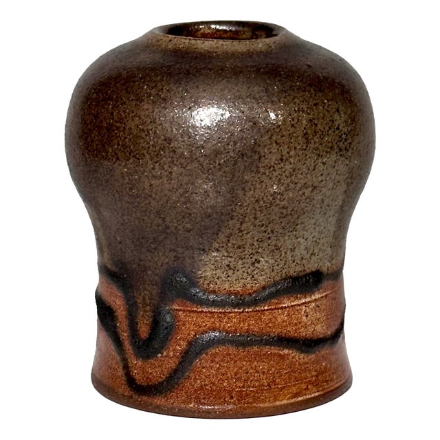 Sculptural Studio Ceramic Vase with Lava Glaze from Helma Klett, Germany, 1960s For Sale
