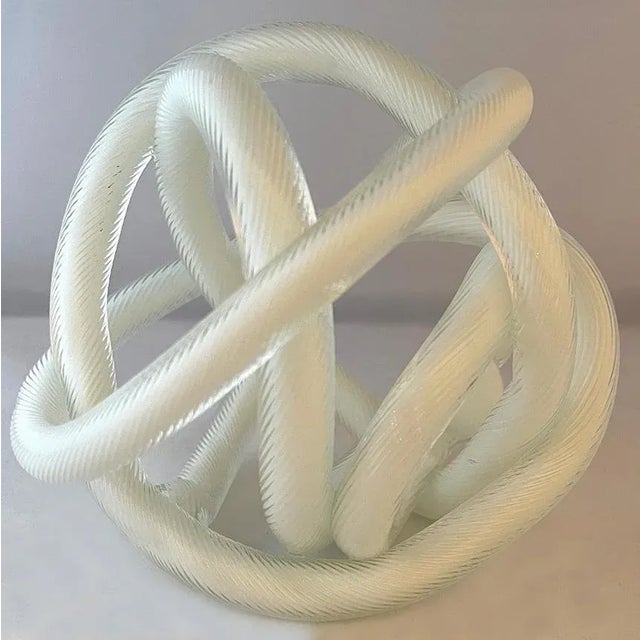 Late 20th Century Vintage Licio Zanetti Murano White Twisted Cane Sculptural Knot For Sale - Image 10 of 10