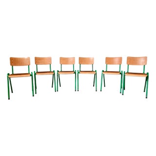 Industrial Style Green Kitchen Chairs, Set of 6 For Sale