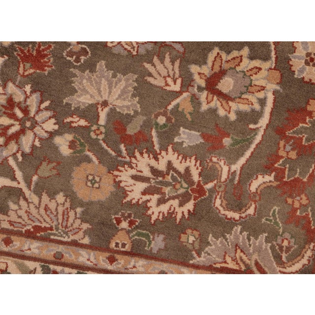 1990s Floral 1990's Pak-Persian Green/Taupe Wool Rug - 6'1'' X 8'10'' For Sale - Image 5 of 9