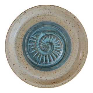 2000s Signed Scott Martin Artisan Stoneware Seashell Motif Bowl For Sale