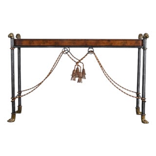 Egyptian Revival Neoclassical -Style Leather Top Console Table by Maitland Smith For Sale