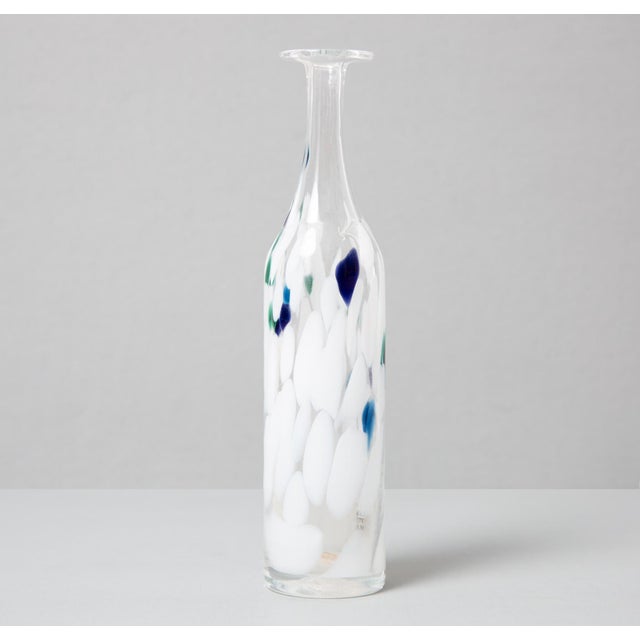 Art glass vase by the renowned Snogebæk glass studio on the Danish island of Bornholm. Beautiful "pulled glass" technique...