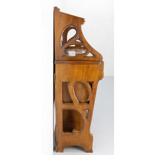 Art Nouveau Console Table in Walnut, Marble and Brass, France, 1910s For Sale - Image 5 of 18