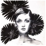 Twiggy With Flowers in Black Painting by Gretchen Kelly For Sale