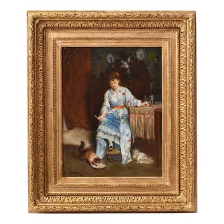 Gustave François Lasellaz, Interior Scene, 1800s, Oil on Canvas, Framed For Sale