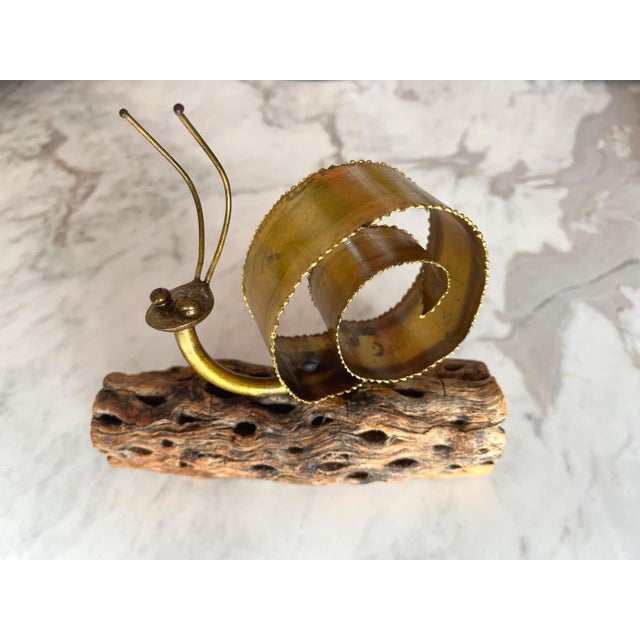 Curtis Jere 1970s Torch Cut Snail Sculpture For Sale - Image 4 of 18