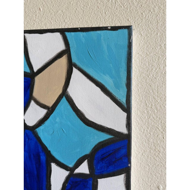 Abstract Blue & White Geometric Painting by Gavin Mc Groggan – Contemporary Modern Art For Sale - Image 4 of 9