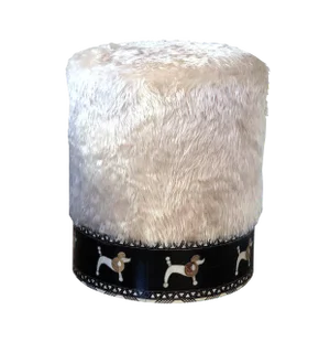Mother of Pearl Inlaid Poodle Faux Fur Round Stool