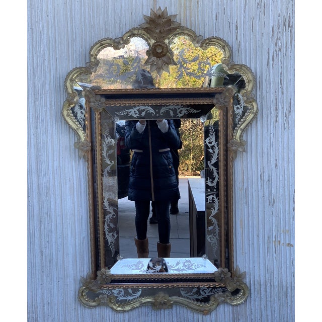 18th Century Crest Top Venetian Rectangular Mirror, Handmade and Hand Silvered For Sale - Image 17 of 18