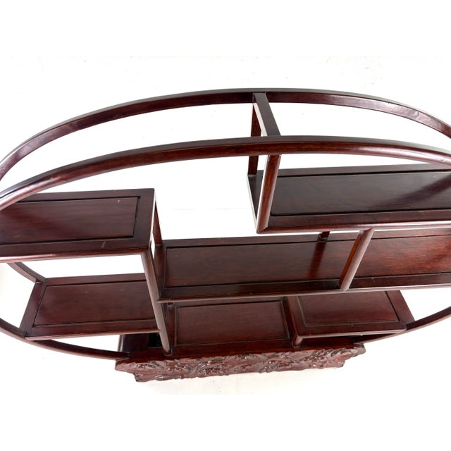 Vintage Chinese Export Handcrafted Mahogany Display Shelf For Sale - Image 4 of 11