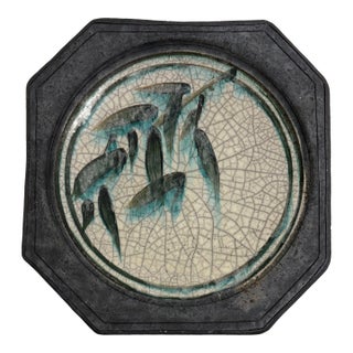 Vintage Marc Ward Signed Raku Pottery Octagonal Platter For Sale