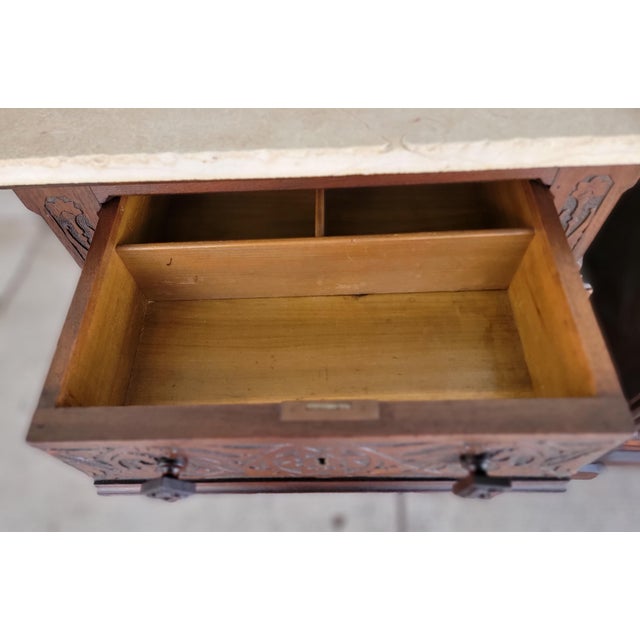 Aesthetic Movement Victorian Era Carved Nightstands / Dressers Late 1800's - A Pair For Sale - Image 11 of 18