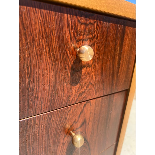 Rare Vintage Mid Century Modern Cosmopolitan Lane Rosewood Desk Restored Brass Tile 1960s For Sale - Image 9 of 12