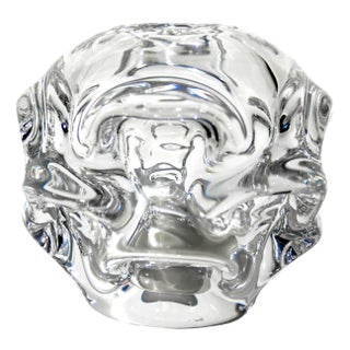 Spherical Hand-Blown Clear Glass Vase attributed to Börne Augustsson for Aseda Glasbruk, Sweden, 1950s For Sale