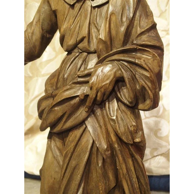 Wood 18th Century Carved Wooden Statue From France For Sale - Image 7 of 13