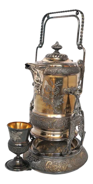 Silver Plated Tilting Tea Pot Set