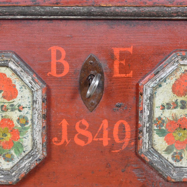 Folk Art Wedding Chest, 1849 For Sale - Image 10 of 18