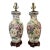 Vintage Ceramic Vase Lamps With Elegant Floral Design on Wood Plinths- A Pair For Sale