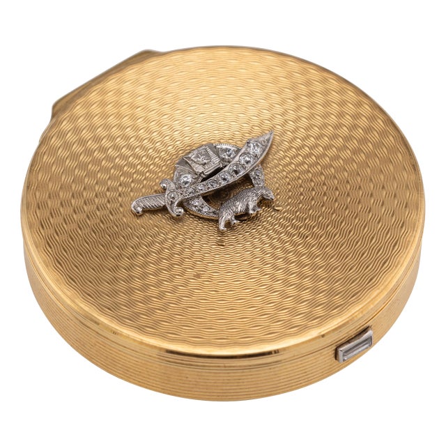 Vintage French Art Deco 18k Gold and Diamond Compact from Cartier, 1929 For Sale