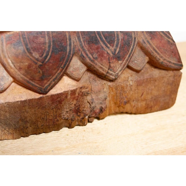 Beautiful Antique Carved Wood Painted Buddha For Sale In Los Angeles - Image 6 of 8