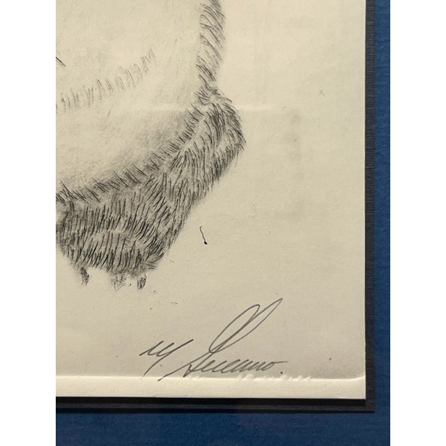 Contemporary 1990s Vintage Hand Colored White Cat Etching by California Artist Marcos Guerrero, Framed For Sale - Image 3 of 8