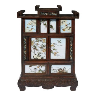 Japanese Table Cabinet with Cloisonne Panels Attributed to Namikawa Sosuke For Sale