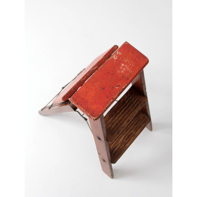 Mid-Century Wood Folding Step Ladder Stool For Sale - Image 15 of 18