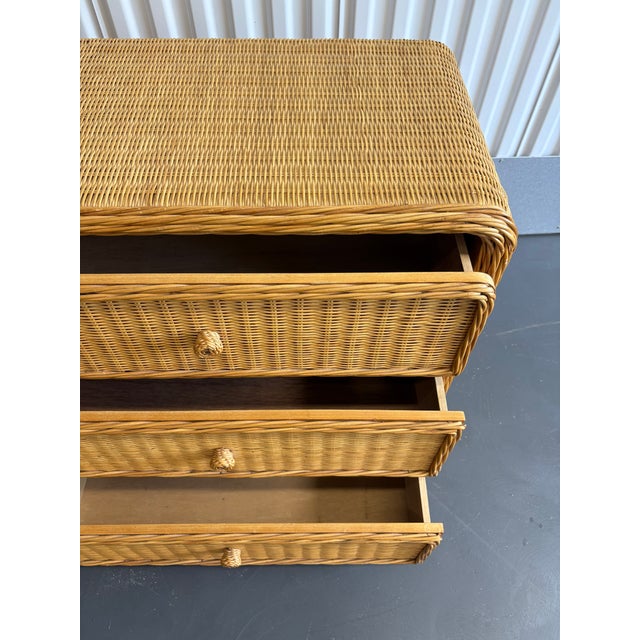 Vintage Boho Chic Pencil Reed Rattan Six Drawer Dresser For Sale - Image 9 of 12