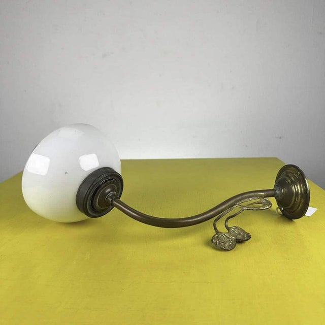 Vintage Wall Light in Opaline Glass For Sale - Image 6 of 9