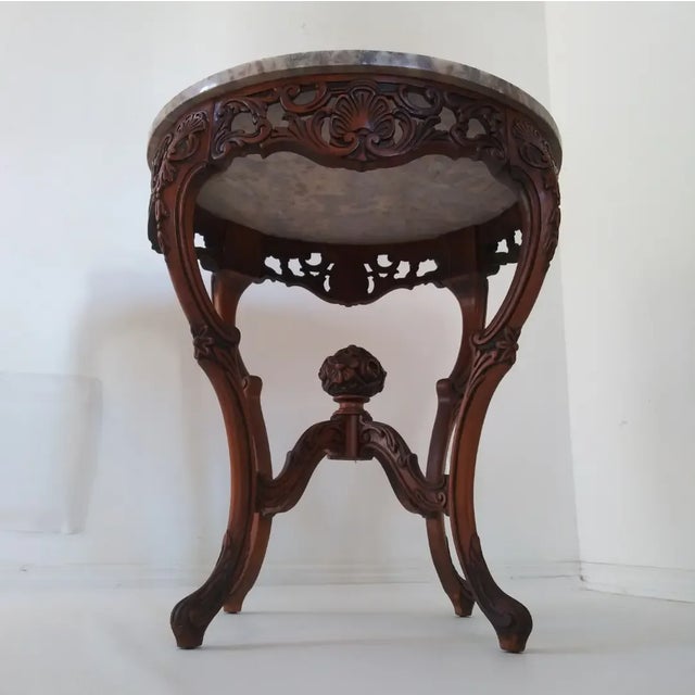 19th Century Rococo Carved Wood and Marble Side Table For Sale - Image 4 of 13